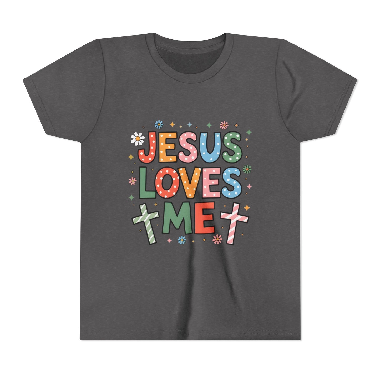 Youth Tee — "Jesus Loves Me" Colorful Christian Kids T-Shirt