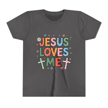 Youth Tee — "Jesus Loves Me" Colorful Christian Kids T-Shirt