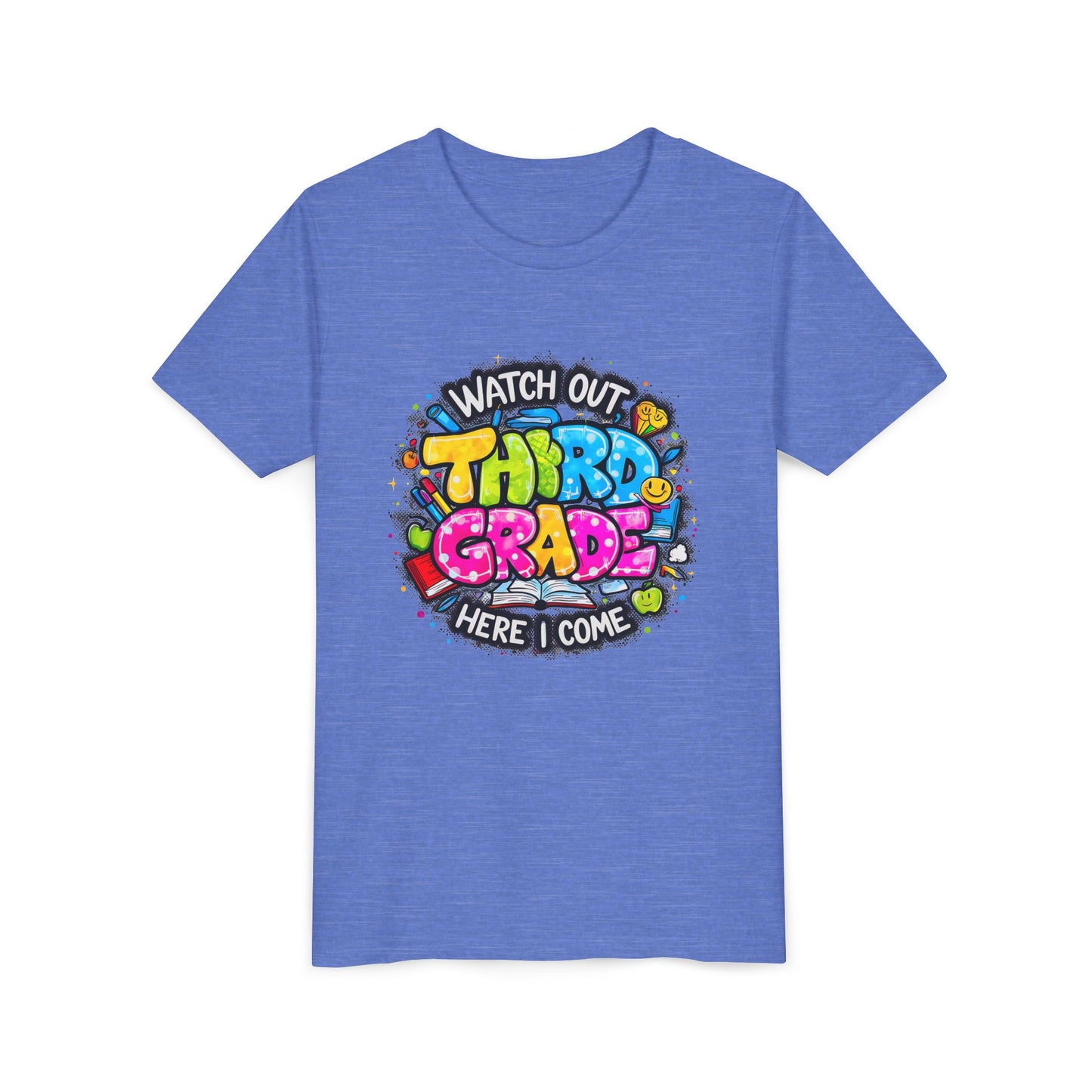Third Grade Kids T‑Shirt — "Watch Out Third Grade Here I Come" Back-to-School Tee