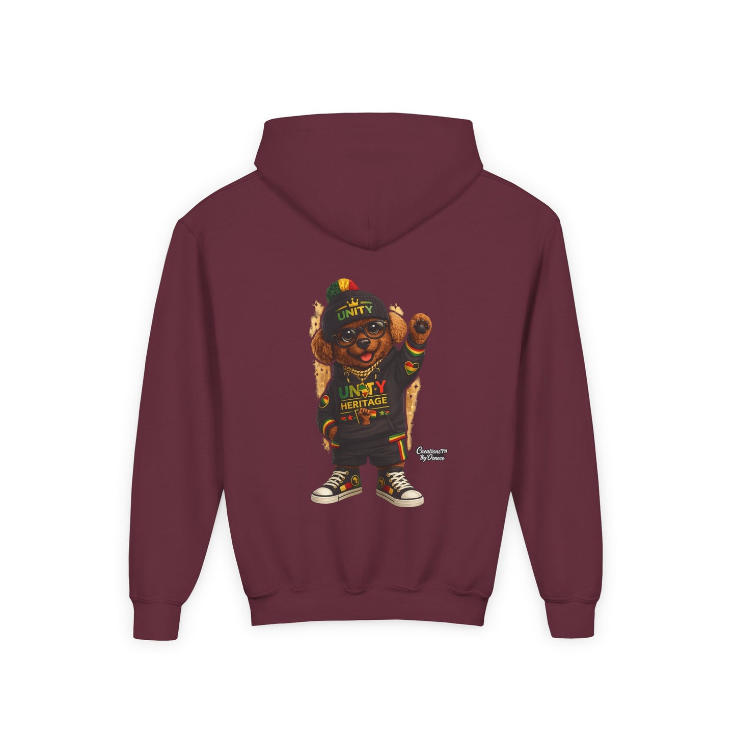 Youth Hoodie — Cool Rasta Bear Graphic Kids Sweatshirt