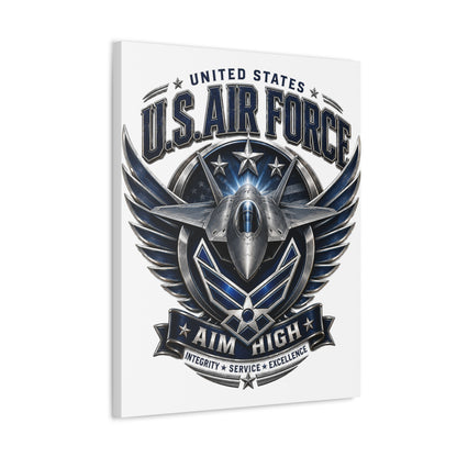 U.S. Air Force 'Aim High' Canvas – Military Jet Emblem Wall Art