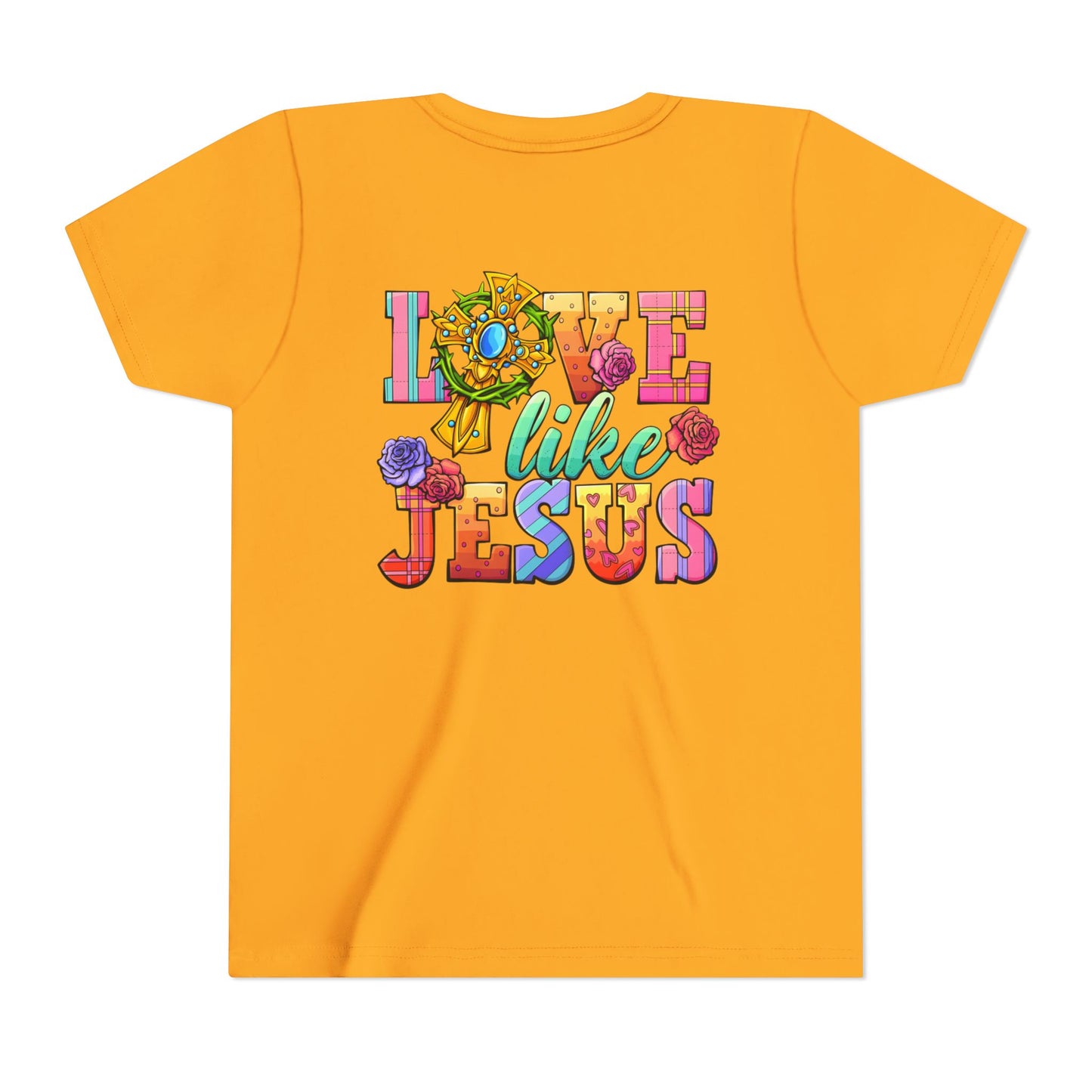 Youth Tee — "Love Like Jesus" Colorful Faith Graphic