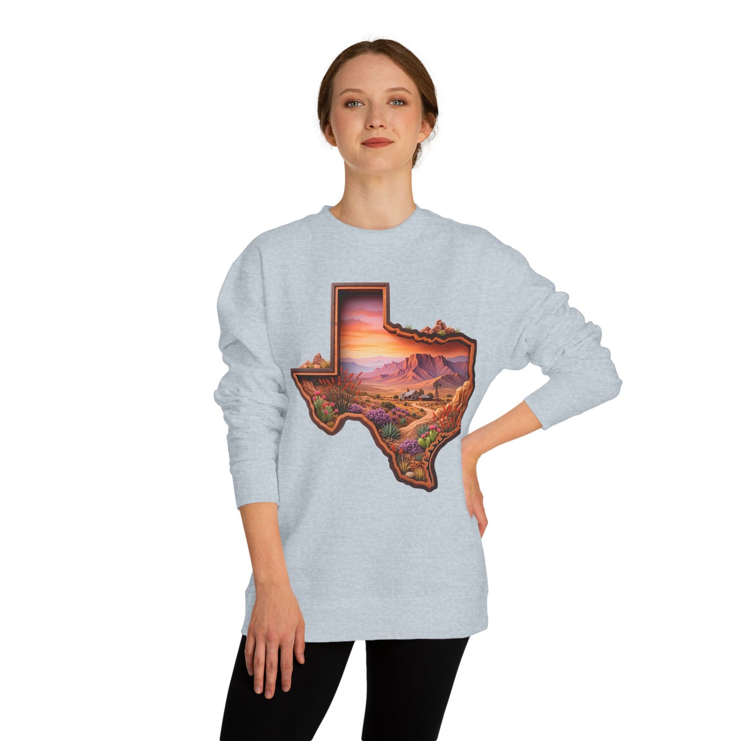 Texas Sunset Crewneck Sweatshirt — Scenic Lone Star State Landscape