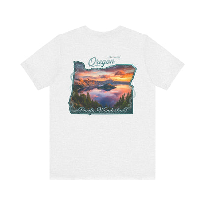 Oregon Pacific Wonderland T‑Shirt — Scenic Sunset State Map Tee