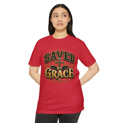 Saved by Grace T-Shirt — Christian Faith Cross Vintage Design