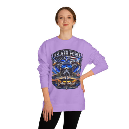 U.S. Air Force Crewneck Sweatshirt — "Aim High" Fighter Jet Graphic