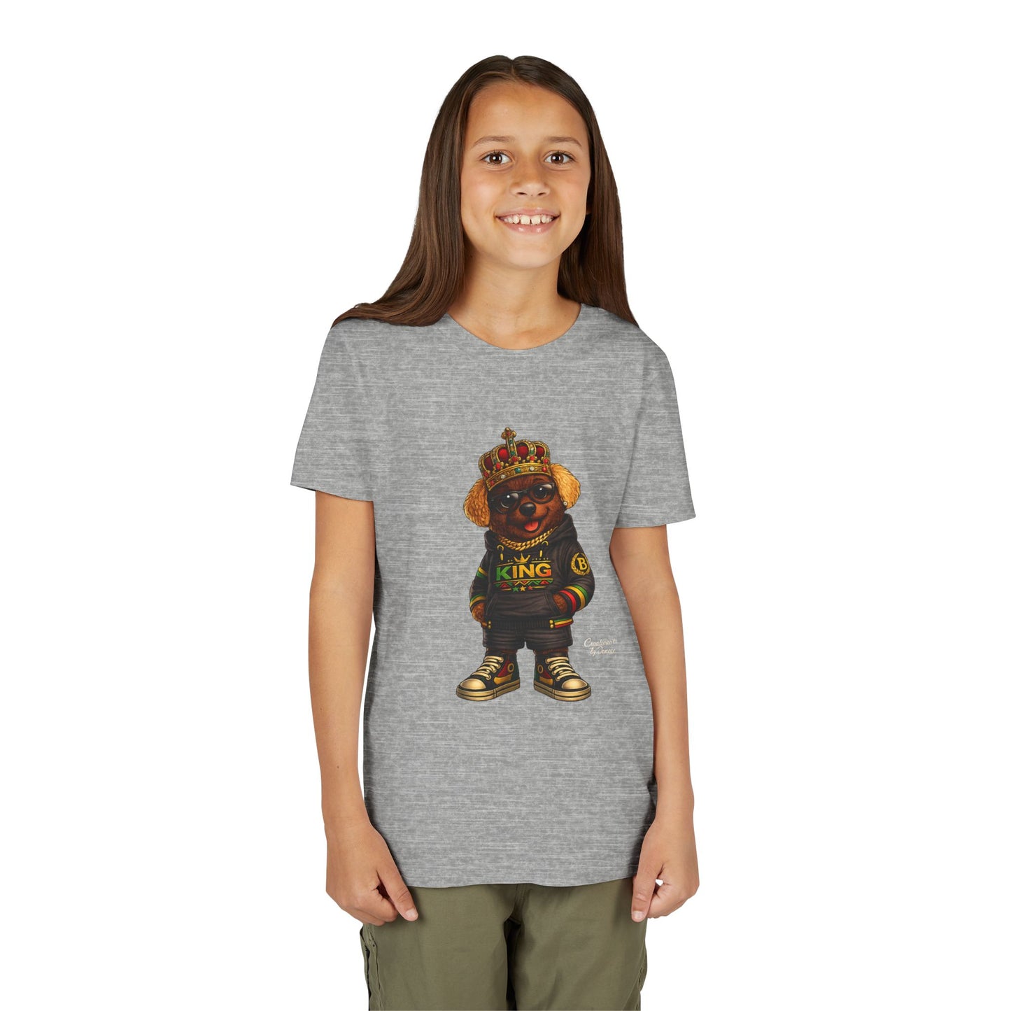 Youth Tee — 'Lil King' Crowned Bear Graphic Shirt