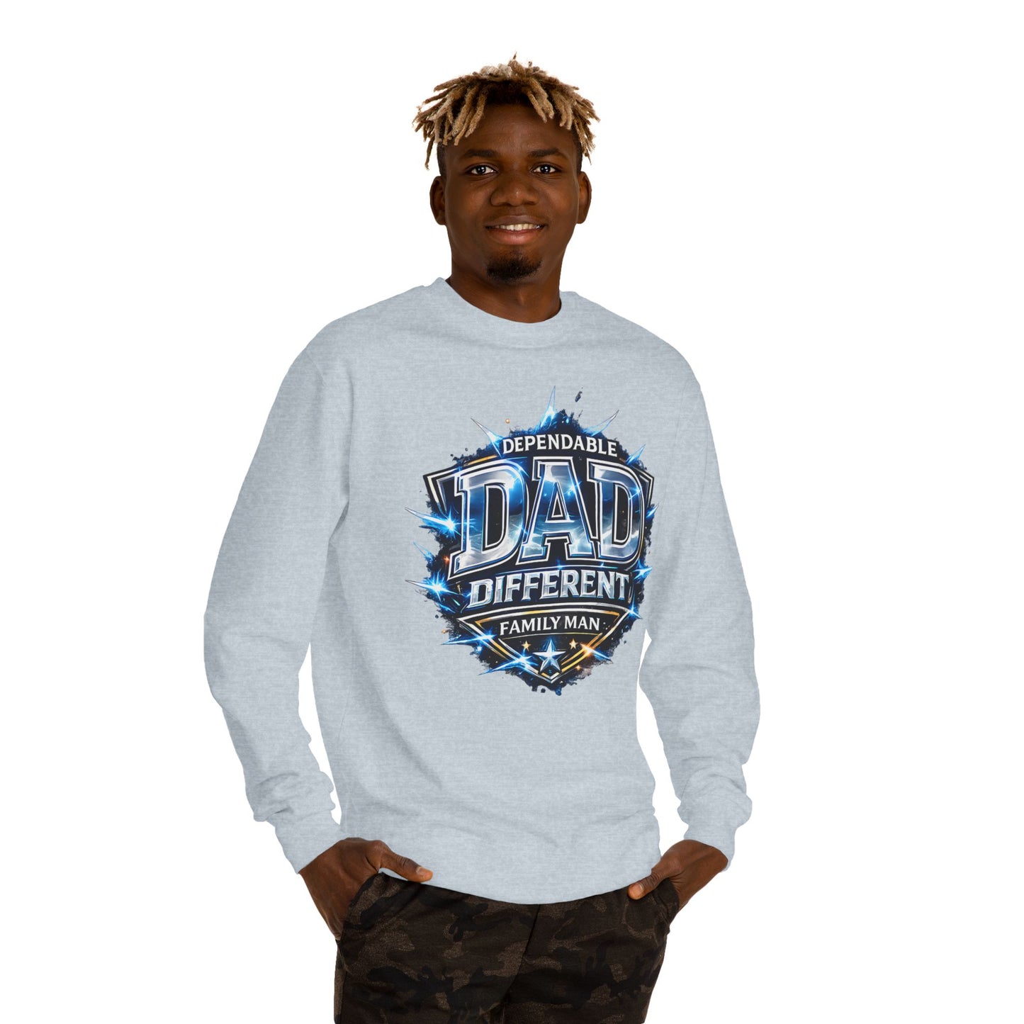 Dependable Dad Crewneck Sweatshirt - "Different Family Man" Graphic