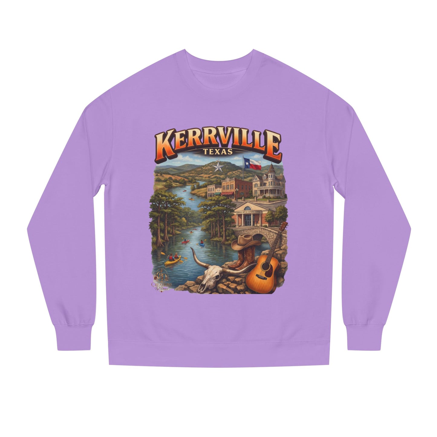 Kerrville Texas Scenic Crewneck Sweatshirt — Riverfront Guitar Vintage Design