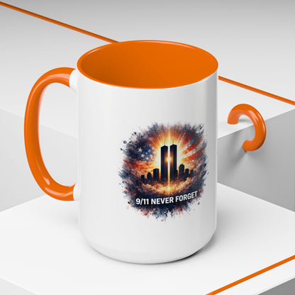 9/11 Never Forget Coffee Mug - Memorial Tribute Accent Mug (11/15oz)