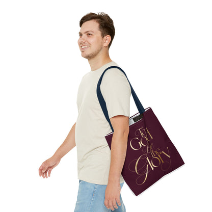 To God Be The Glory Burgundy Tote Bag — Inspirational Christian Scripture Tote