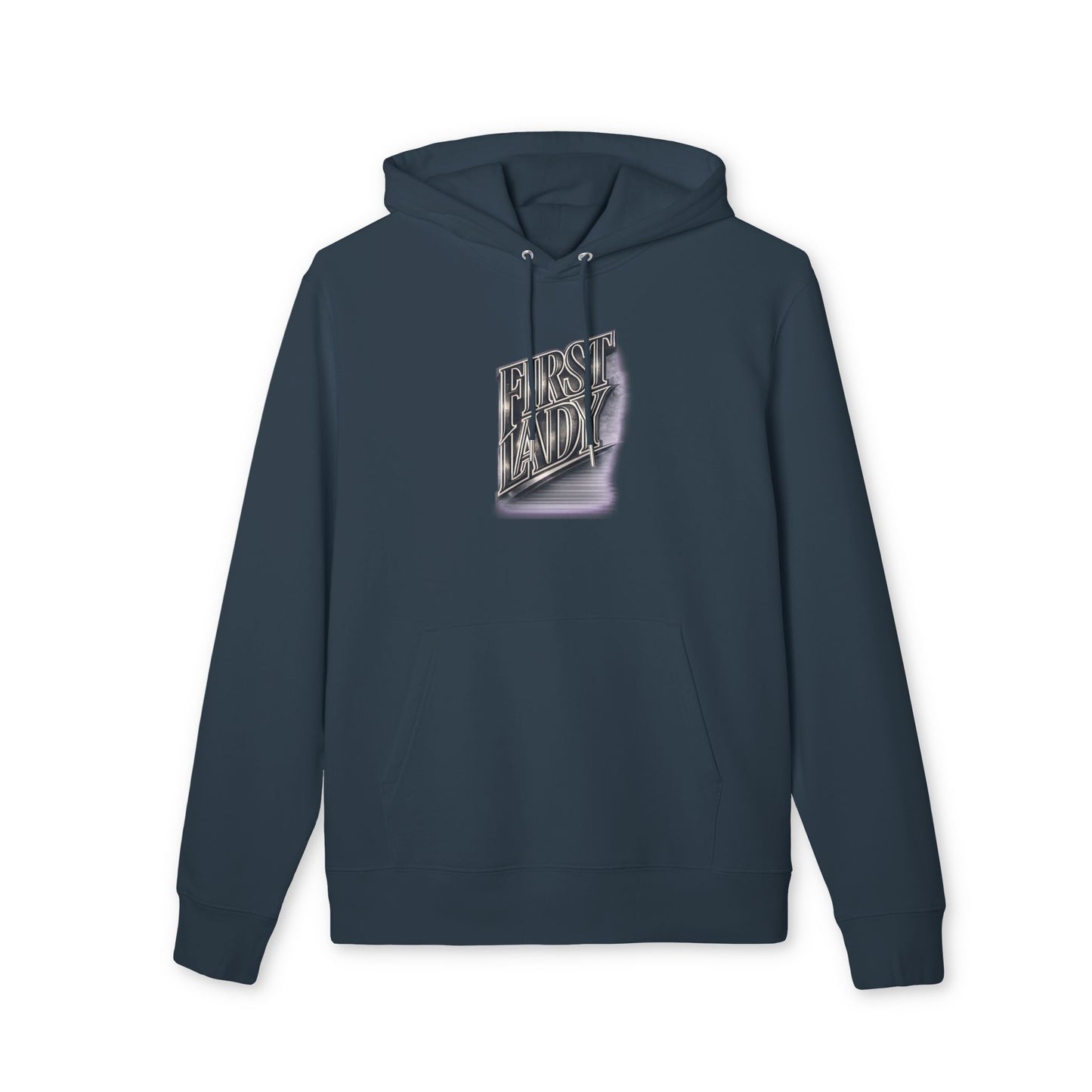 First Lady Graphic Hoodie — Retro Metallic Lettering Pullover