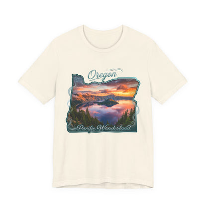 Oregon Pacific Wonderland T‑Shirt — Scenic Sunset State Map Tee