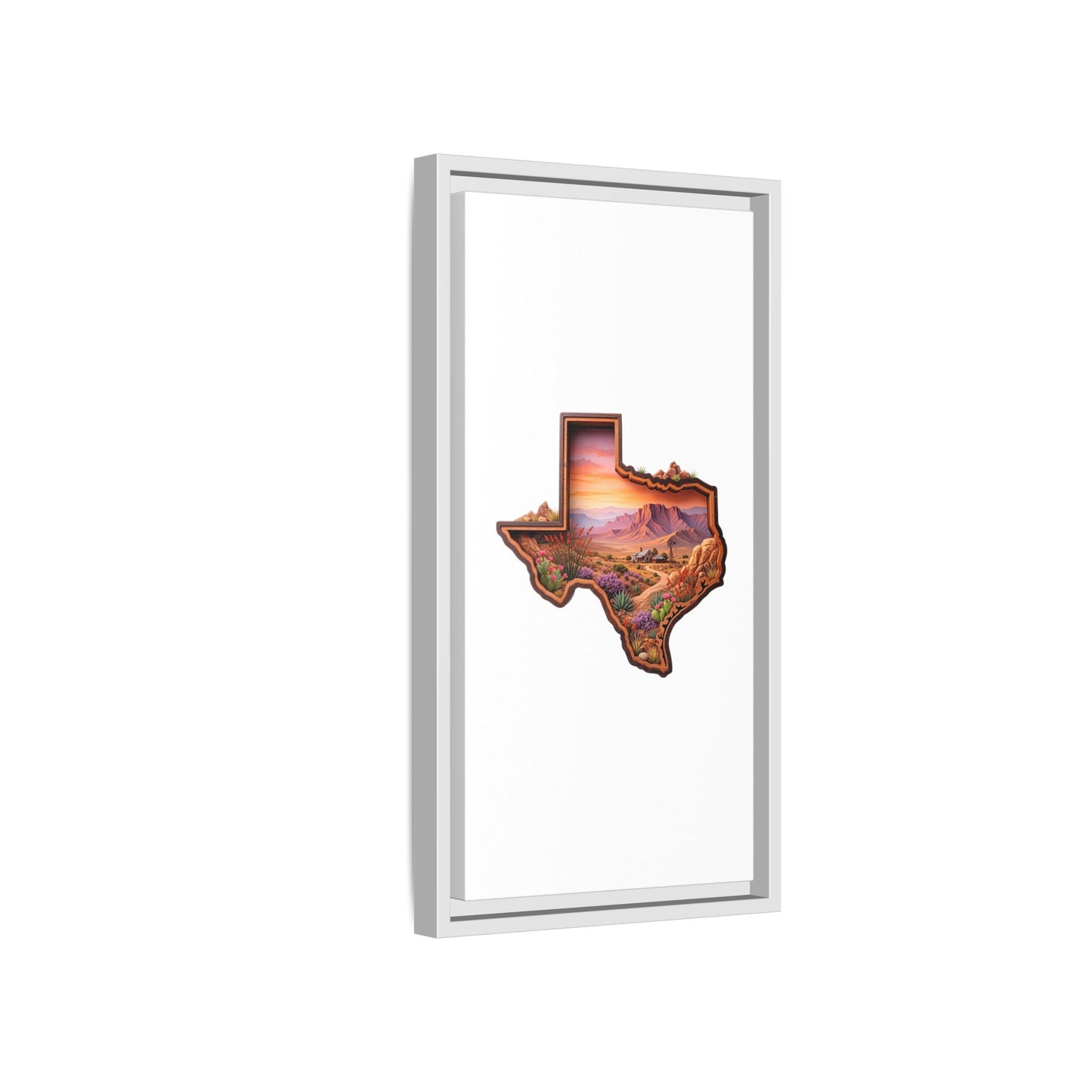 Framed Texas Landscape Matte Canvas — Desert Sunset State Art Print