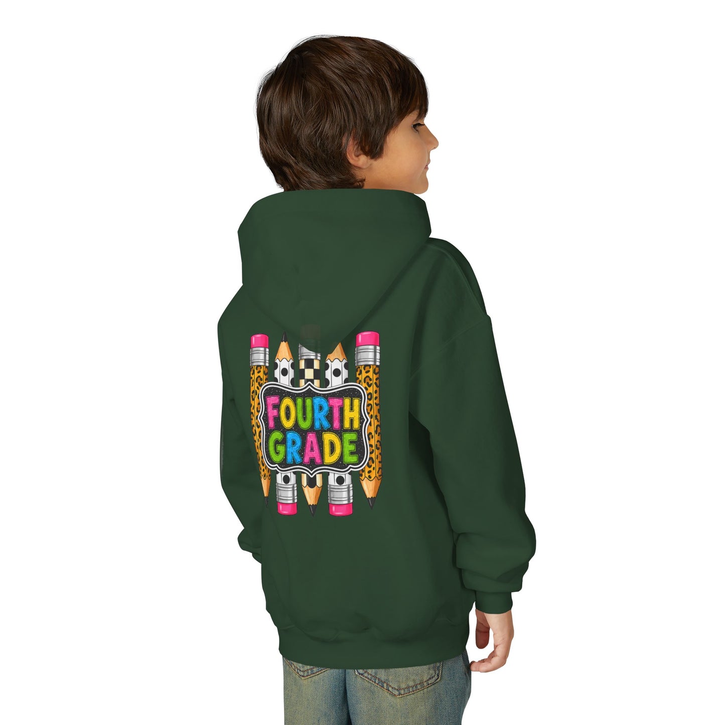Fourth Grade Kids Hoodie — Colorful Pencil School Sweatshirt