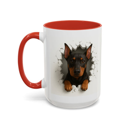 Doberman Peekaboo Accent Coffee Mug – Cute Dog Lover Gift (11/15oz)