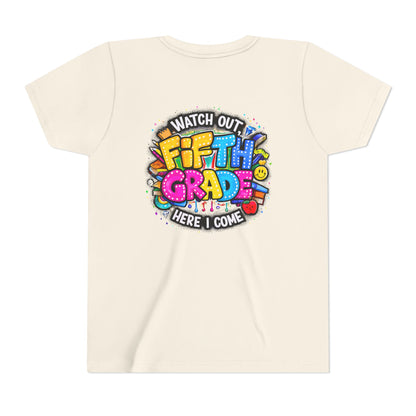 Fifth Grade T‑Shirt for Kids - "Watch Out Fifth Grade Here I Come" Back-to-School Tee