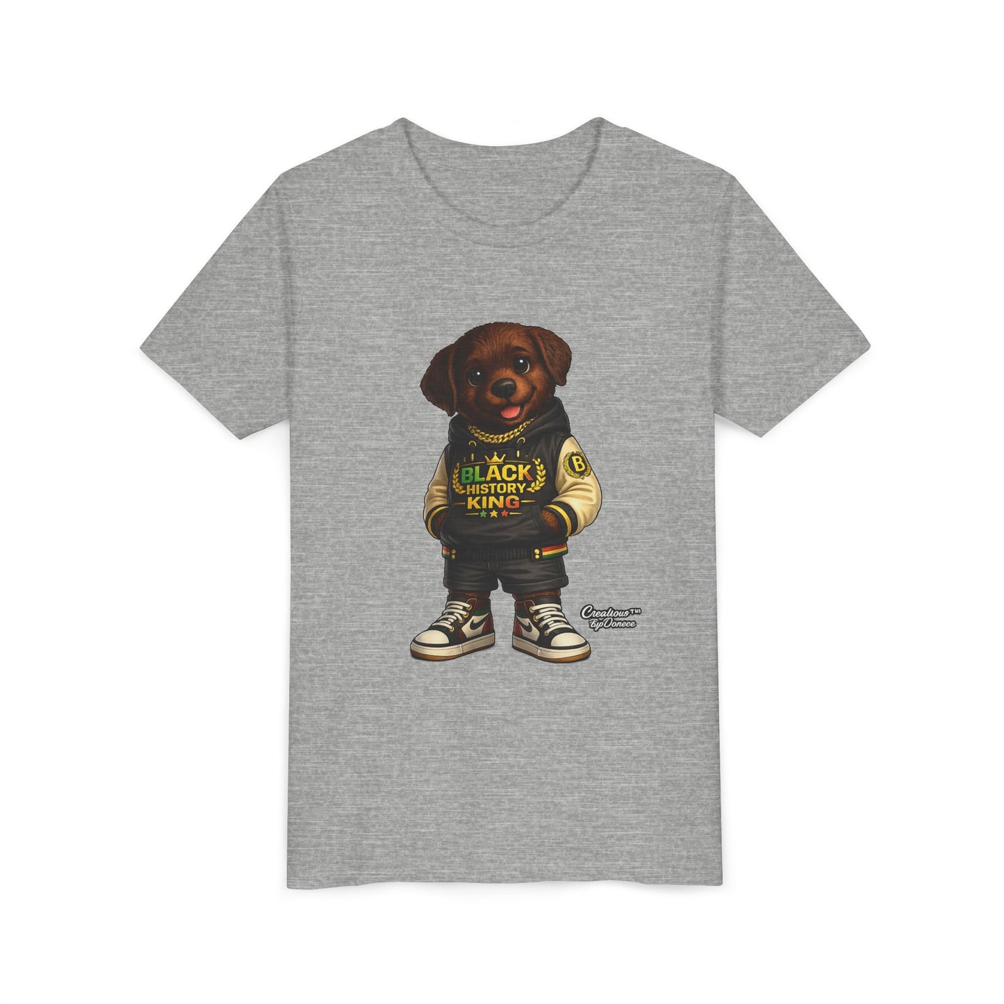 Youth Tee — 'Black History King' Puppy Graphic Shirt