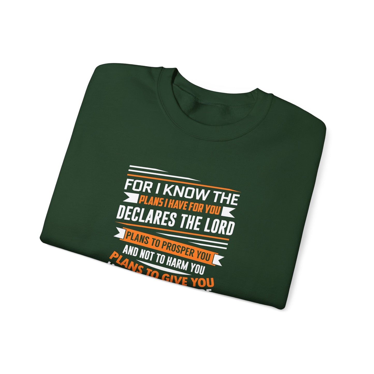 For I Know the Plans I Nave for You Declares the Lord Plans to Prosper You and Not to Harm You Plans to Give You Hope and a Future Sweatshirt