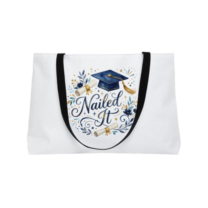 Graduation Weekender Tote Bag - "Nailed It" Cap & Confetti Design