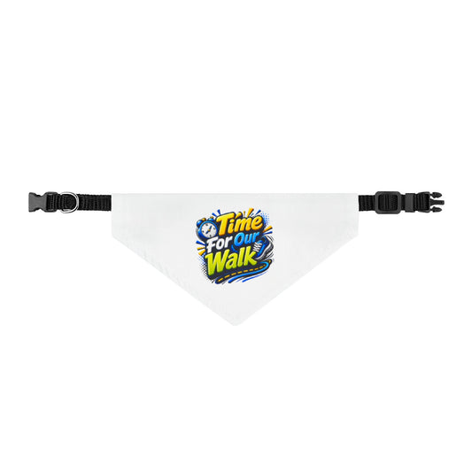 Clip-On Pet Bandana — "Time For Our Walk" Dog Collar Accessory