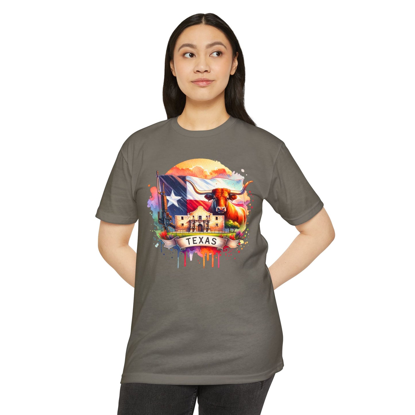 Texas Longhorn T-Shirt – Colorful State Flag & Ranch Design