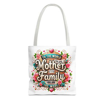 Mother & Family Floral Tote Bag — "To the world you are a Mother" Gift Tote