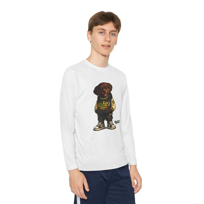 Youth Long Sleeve Tee — 'Lil Black Lab' Cute Puppy Graphic Shirt