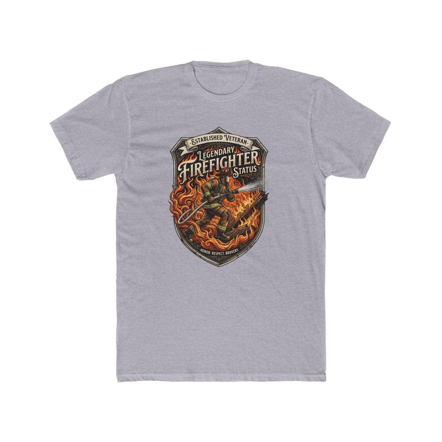 Firefighter Badge T-Shirt — Legendary Firefighter Status Graphic Tee