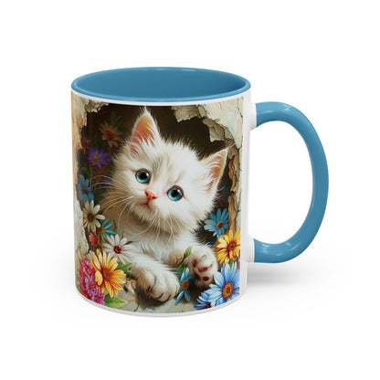 Cute Kitten Floral Accent Coffee Mug (11/15oz)