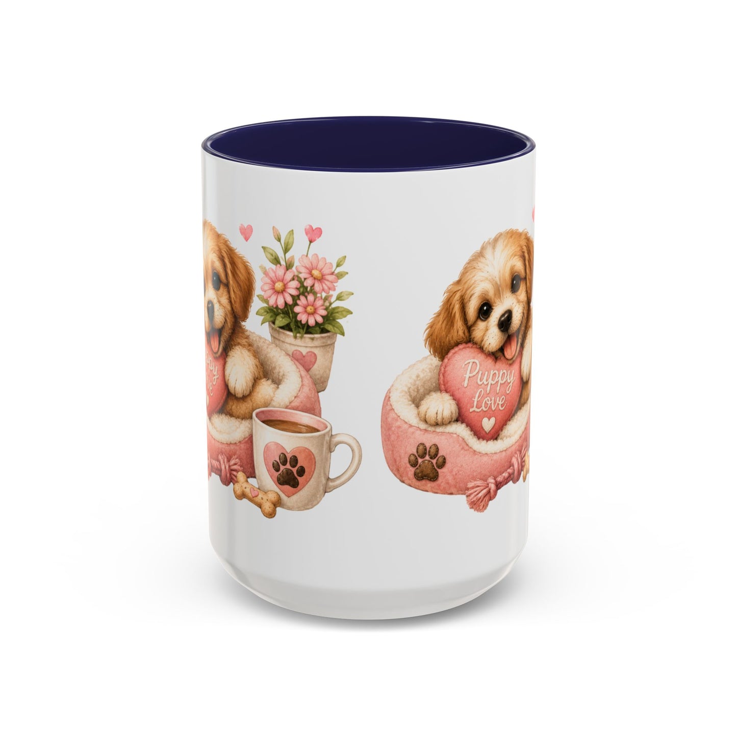 Puppy Love Coffee Mug — Cute Dog Heart Accent Mug (11/15oz)