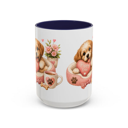 Puppy Love Coffee Mug — Cute Dog Heart Accent Mug (11/15oz)