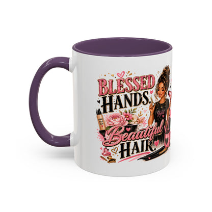 Blessed Hands Beautiful Hair Coffee Mug — Stylist Barber Hairdresser Gift