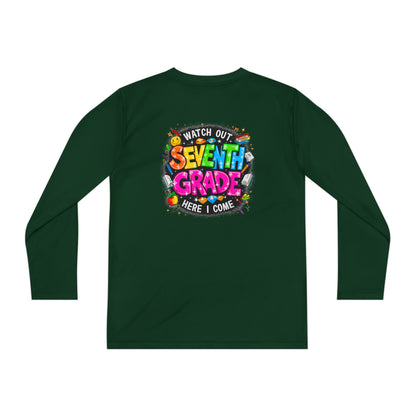 Seventh Grade Kids Long Sleeve Tee — "Watch Out… Here I Come" Back-to-School Shirt