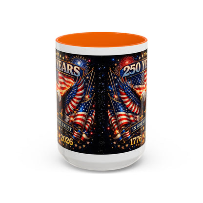250 Years Patriotic Coffee Mug — In God We Trust 1776–2026