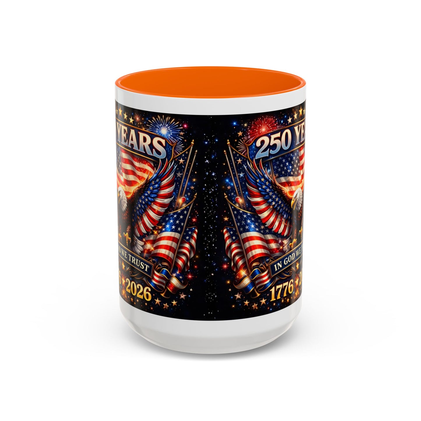 250 Years 1776–2026 Eagle American Flag Accent Coffee Mug — Patriotic Independence Day Gift (11/15oz)