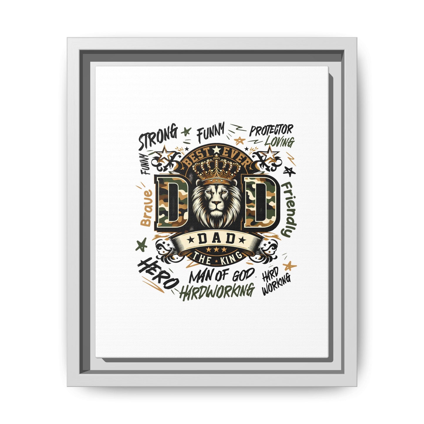 Framed Matte Canvas 'Best Ever DAD' Wall Art – Lion King Design, Father’s Day Gift