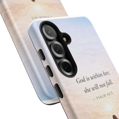Inspirational Psalm 46:5 Phone Case — 'God is within her, she will not fall' Christian Phone Cover