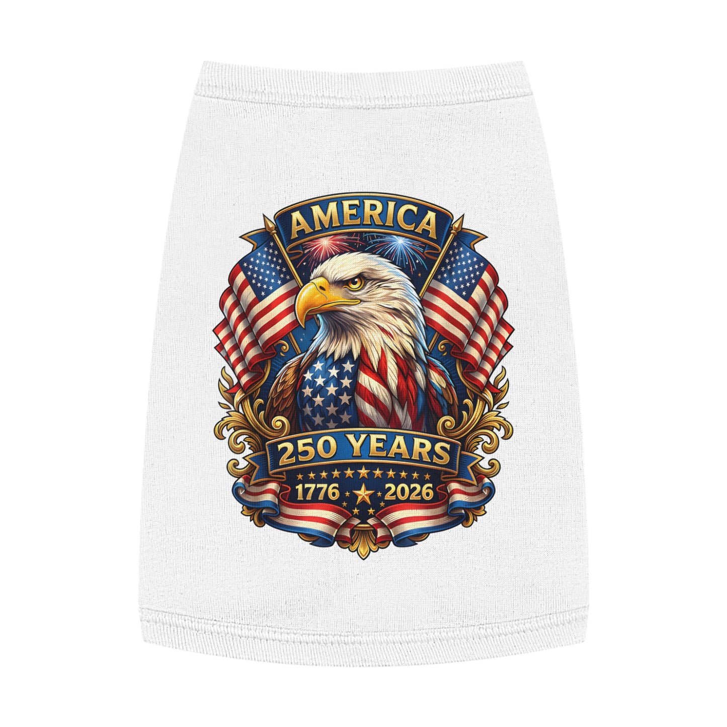 Patriotic Eagle Pet Tank Top – America 250 Years 1776-2026 Dog Shirt