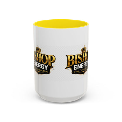 Bishop Energy Coffee Mug — Gold Crown Logo Accent Ceramic Mug (11/15oz)