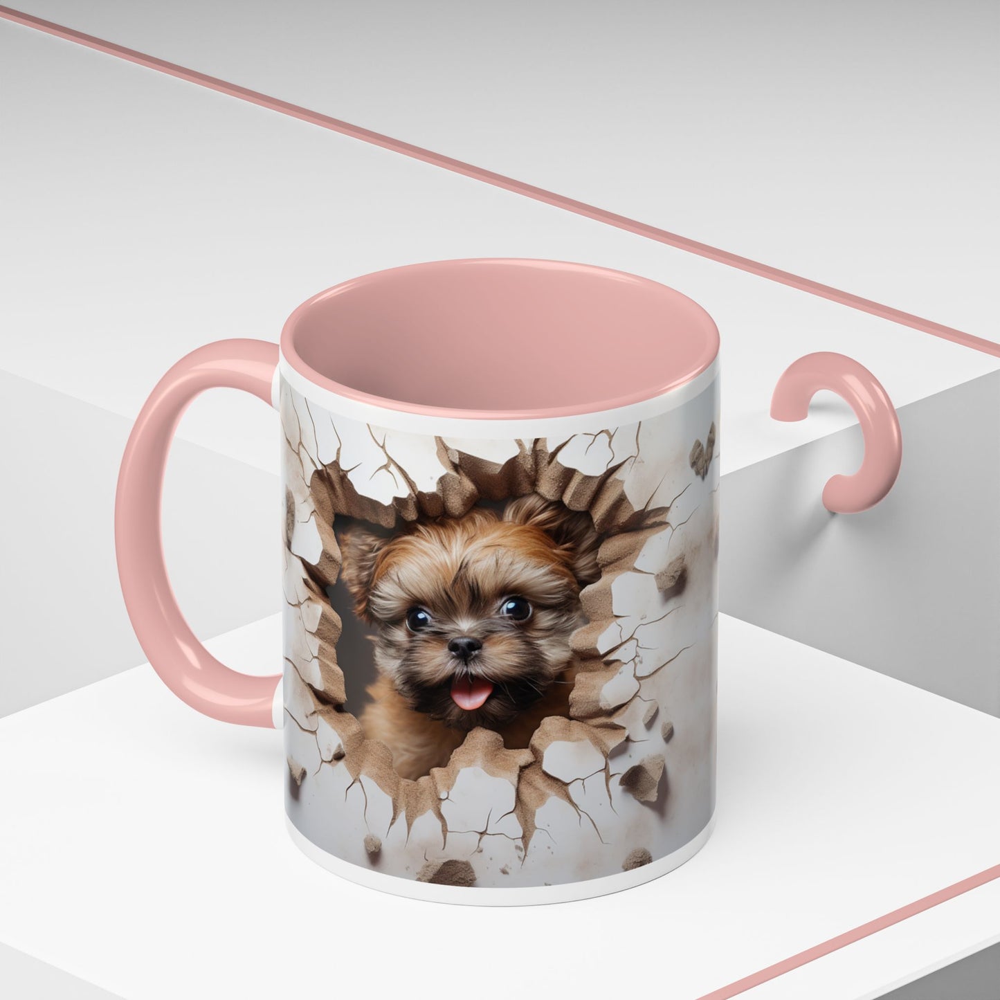 Puppy Breaking Through Accent Coffee Mug — Cute Dog 11/15oz Gift