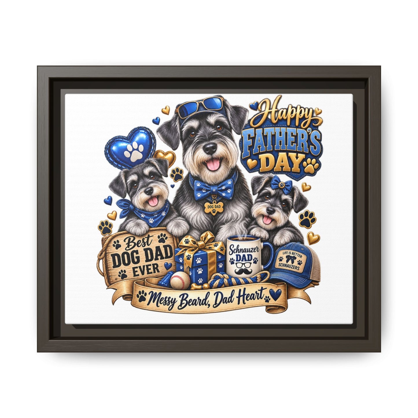 Happy Father's Day Schnauzer Canvas – Best Dog Dad Ever Framed Wall Art