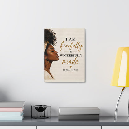 Canvas Wall Art — "I Am Fearfully & Wonderfully Made" Psalm 139:14 Inspirational Portrait