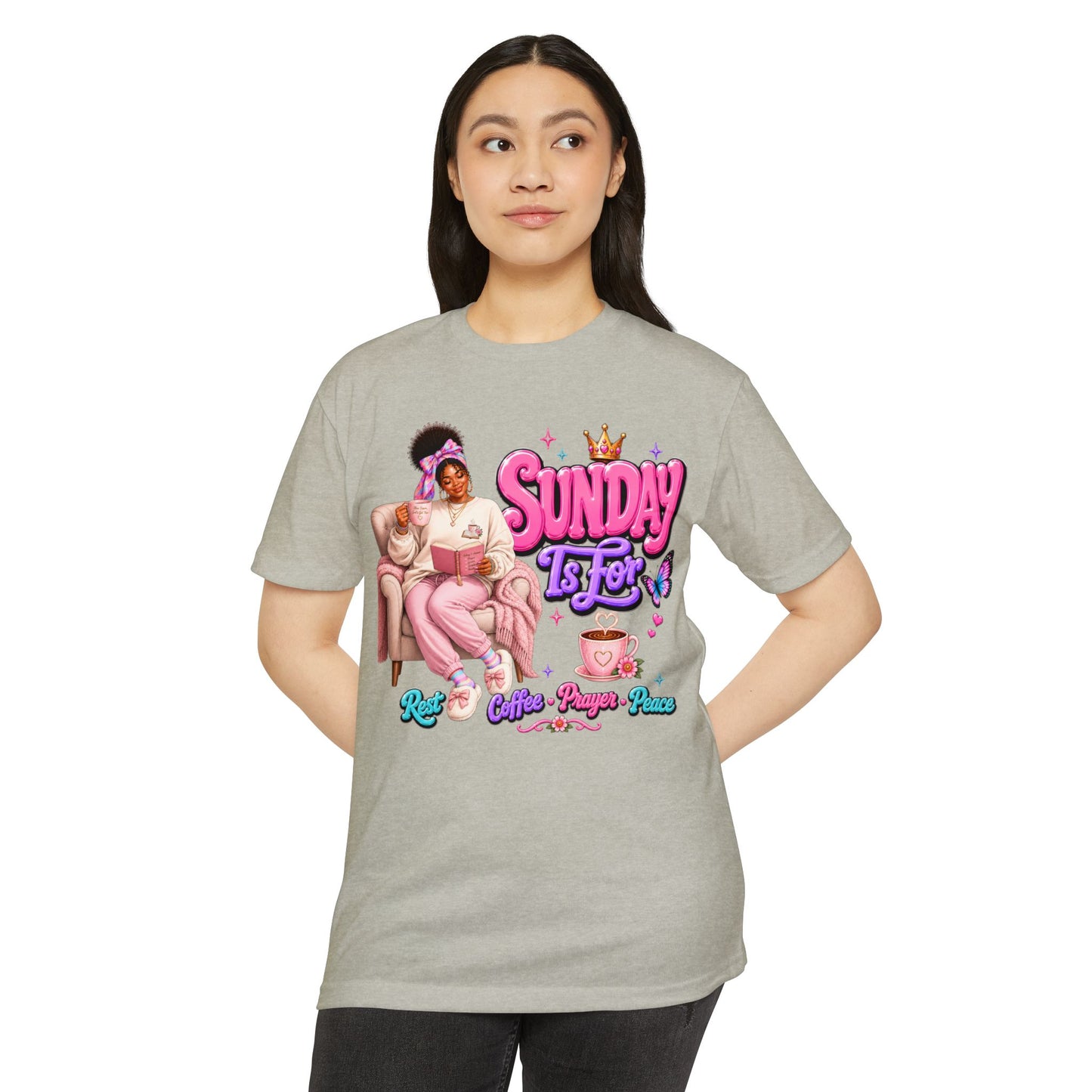 Sunday Is For T-Shirt — Relax, Coffee, Prayer & Peace Graphic Tee
