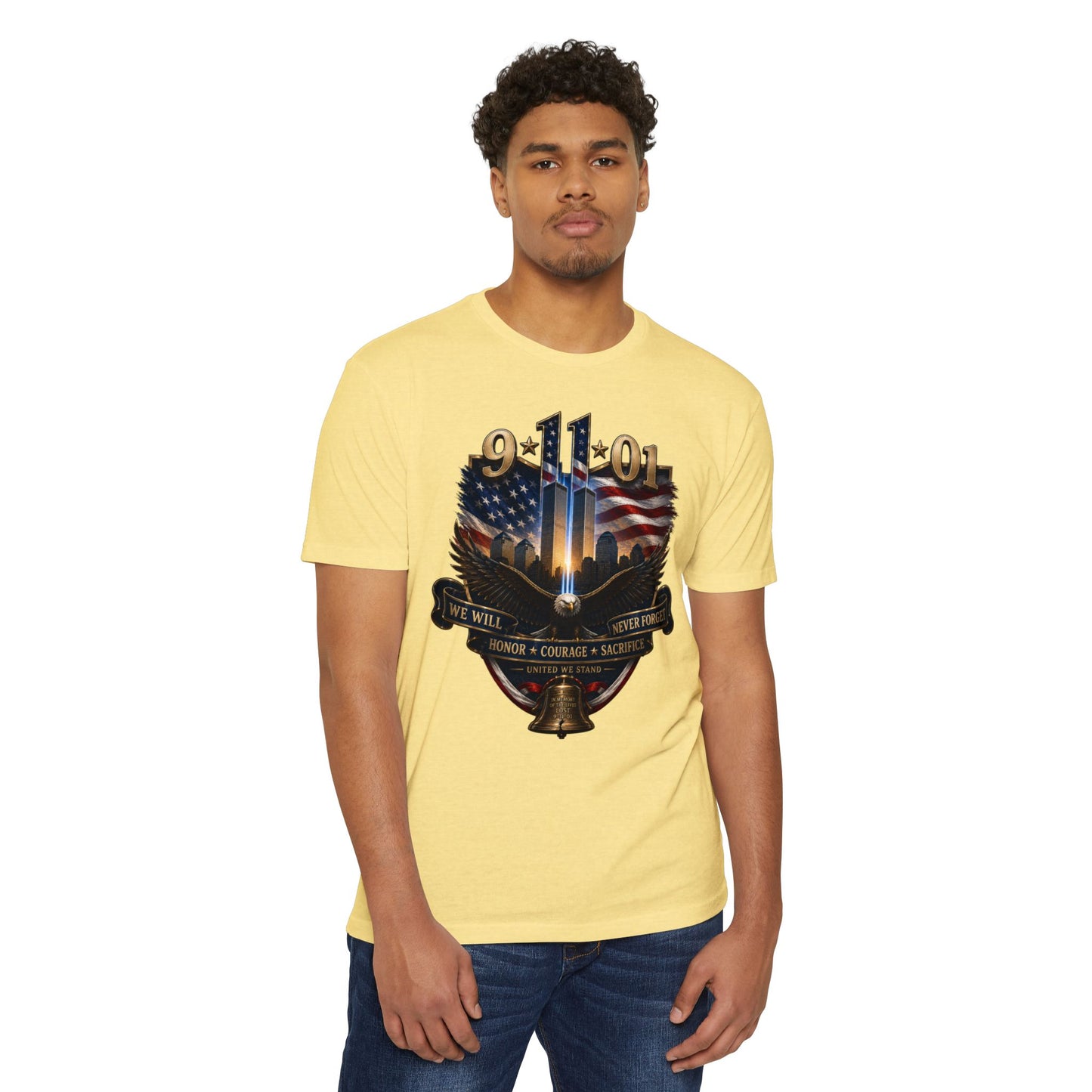 9/11 Memorial T-Shirt — We Will Never Forget American Tribute Tee