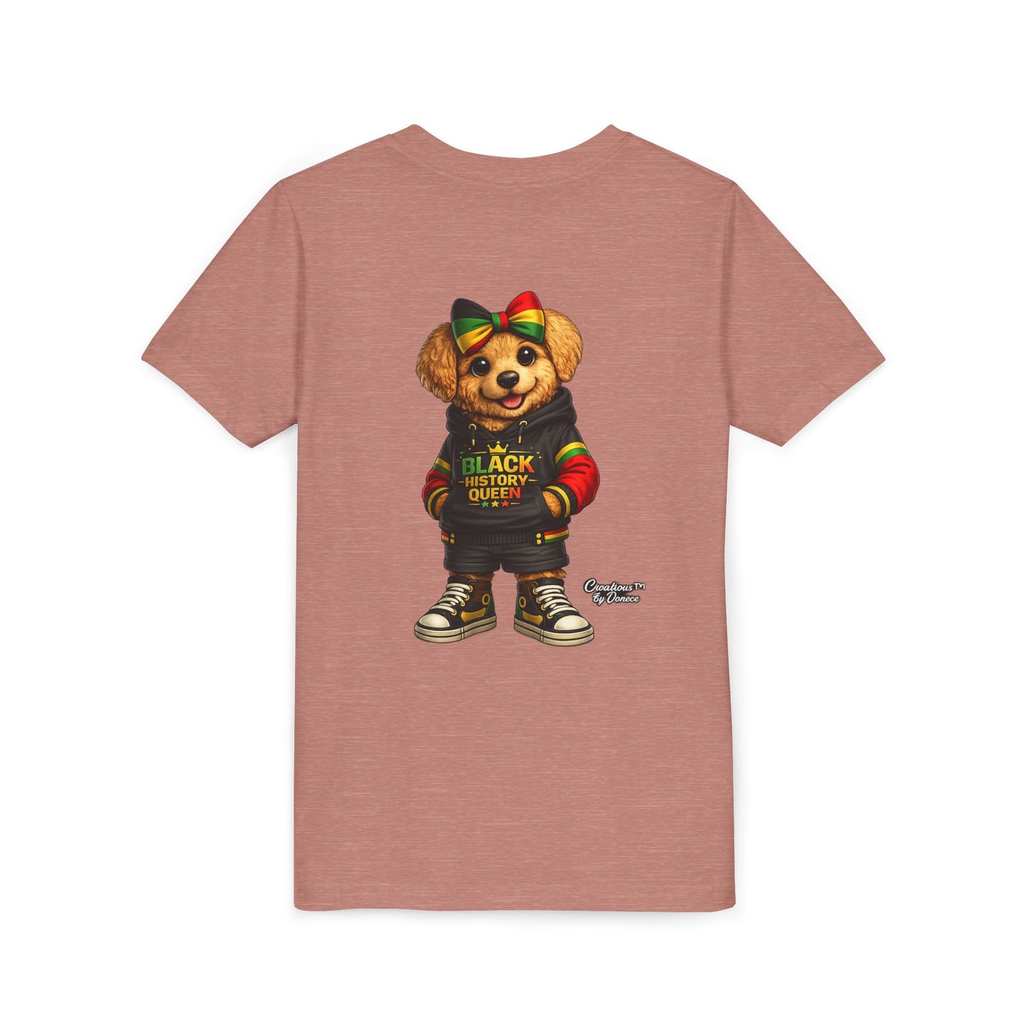 Youth Tee — Black History Queen Bear Graphic T-Shirt