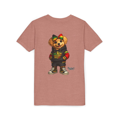 Youth Tee — Black History Queen Bear Graphic T-Shirt