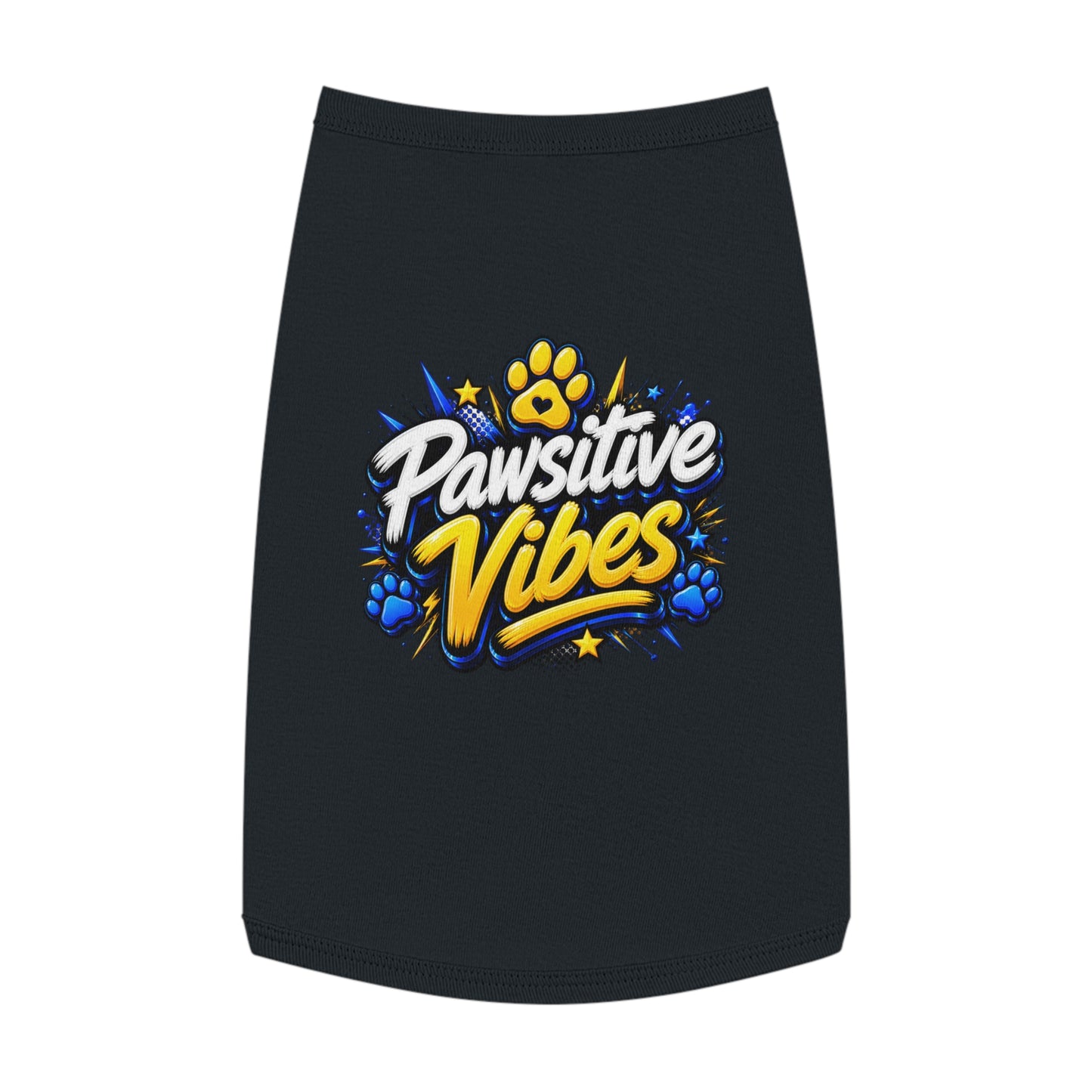 Pet Tank Top: "Pawsitive Vibes" Dog Tank — Cute Paw Print Pet Shirt