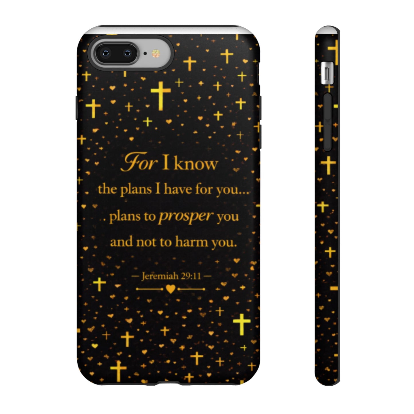 Phone Case — "For I Know" Jeremiah 29:11 Gold Cross Christian Tough Case