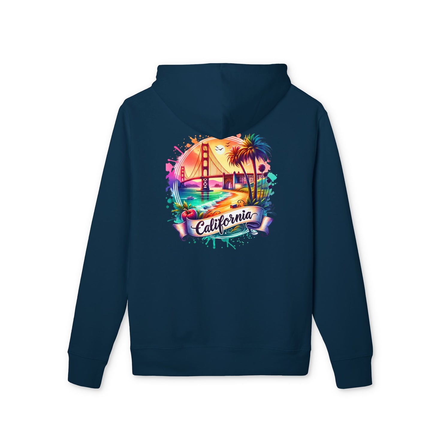 California Sunset Hoodie — Colorful Golden Gate Palm Beach Graphic